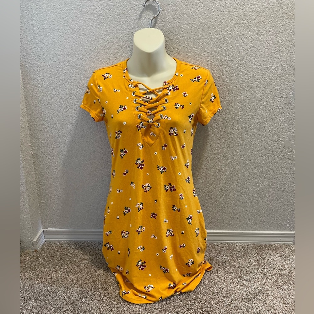 NO BOUNDARIES yellow floral mini dress